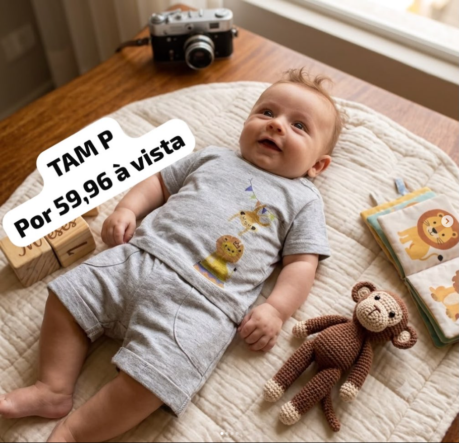 Conjunto baby cinza da Exclusiva Kids