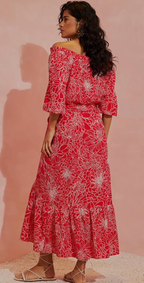 Vestido vermelho estampado